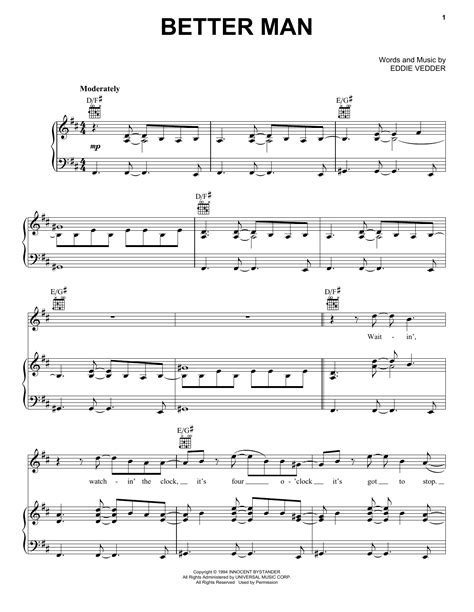 Pearl Jam - Better Man sheet music