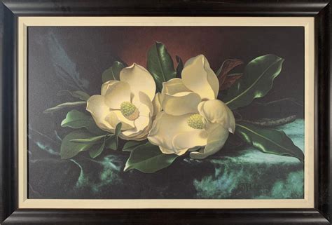 Lot - Martin Johnson Heade "Magnolias on Blue Velvet" Open Edition on Masonite