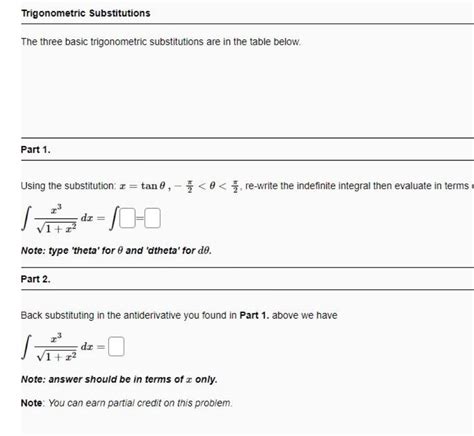 Solved Trigonometric Substitutions The three basic | Chegg.com