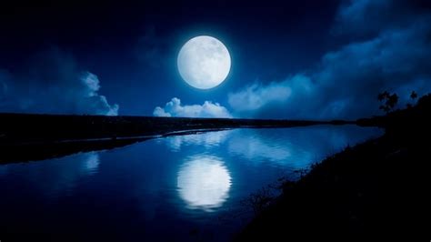 Premium Photo | Moonlight reflection in a river