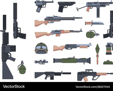 Military weapons and protection flat Royalty Free Vector