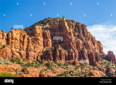 Red Rock Mountain Formation With Geological Layers Stock Photo - Alamy