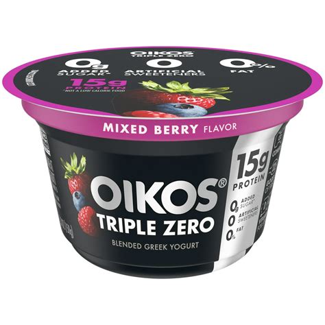 Oikos Triple Zero Mixed Berry Greek Yogurt, 5.3 Oz. - Walmart.com ...