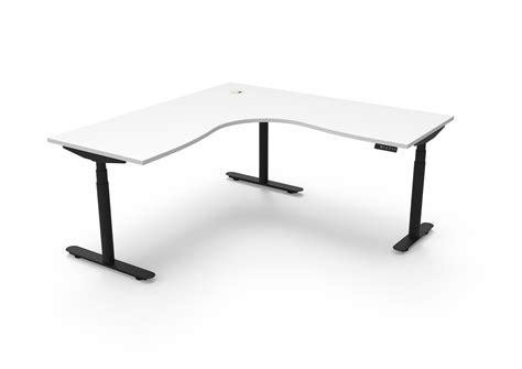 ErgoPro Sit Stand Corner Desk - White & Black – Brisbane Furniture