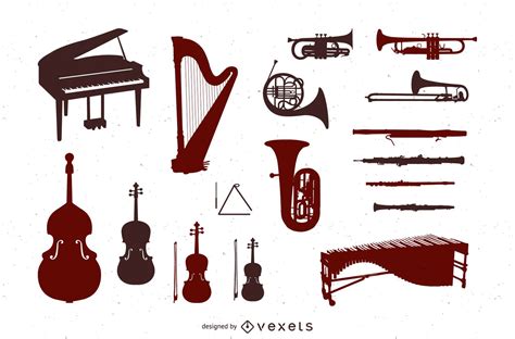 Orchestra Instruments Silhouette Set Vector Download