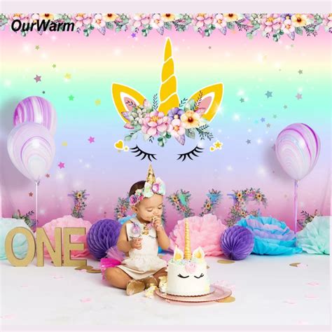 OurWarm 7*5ft Pink Unicorn Photo Backdrop Children Unicorn Birthday Baby Newborn Photography ...