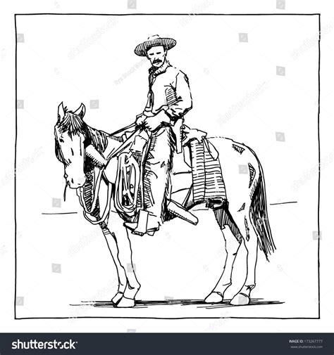 Cowboy on horse drawing on white background #Ad , #SPONSORED, #horse#Cowboy#drawing#background ...