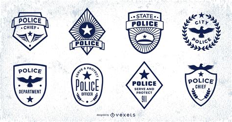 Police Badge Stroke Design Pack Vector Download