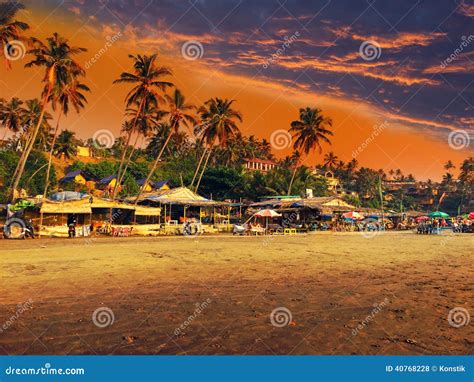 India. Goa. Beach on Sunset Stock Photo - Image of holiday, lagoon: 40768228