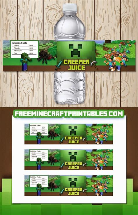 Free Minecraft Printables: Free Printable Minecraft Water Bottle Labels ...