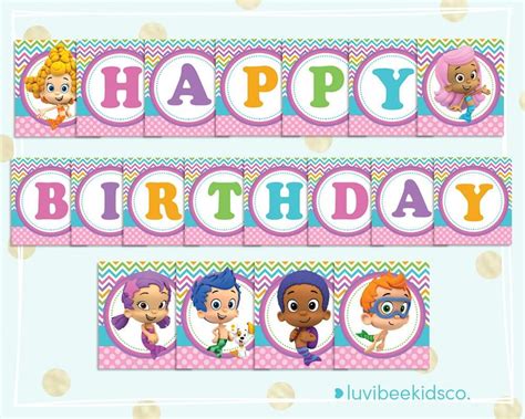 Bubble Guppies Happy Birthday Banner - Printable PDF Banner for Girls - Multicolored - LuvibeeKidsCo