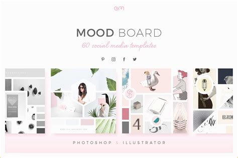 Free Moodboard Template Illustrator Of Mood Board Pack social Media Templates Creative Market ...