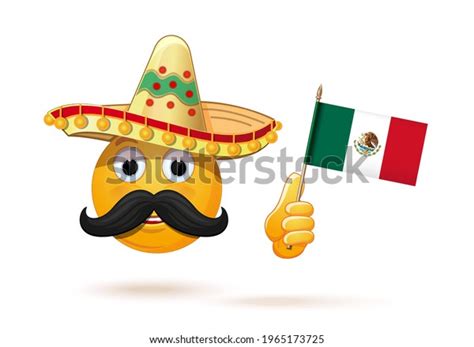 Emoji mexicano bigotudo en un sombrero con la bandera nacional ...