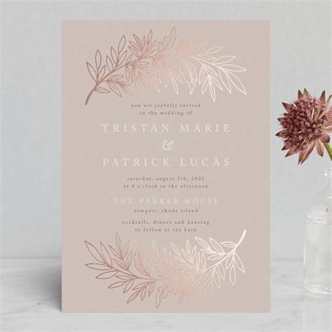 "Foiled Branches" - Foil-pressed Wedding Invitations in Poppy by Katharine Watson… | Foil ...