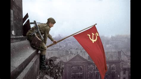 Rising the red flag over the Reichstag (colorized) - YouTube