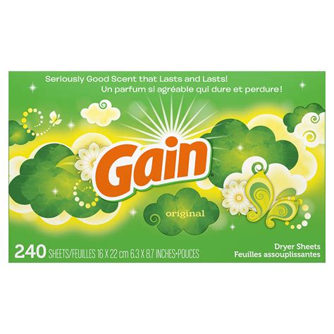 Gain Dryer Sheets Laundry Fabric Softener, Original Scent, 240 Count ...