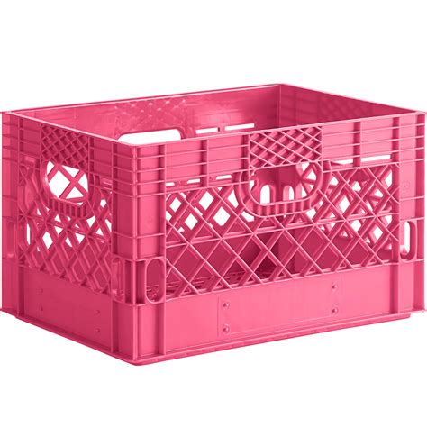 Pink 24 Qt. Customizable Rectangular Milk Crate - 18 3/4" x 13" x 11"