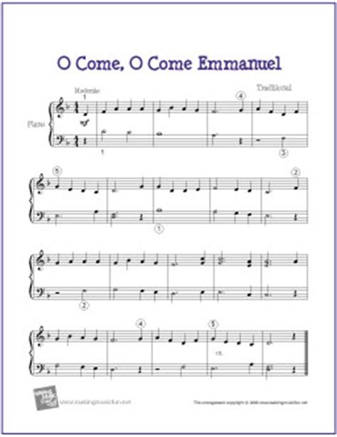 O Come, O Come Emmanuel | Free Easy Piano Sheet Music