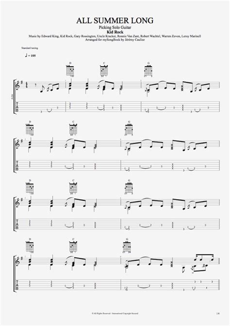 All Summer Long by Kid Rock - Picking Solo Guitar Guitar Pro Tab | mySongBook.com