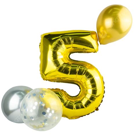 Celebrate The Holiday Golden Inflatable Balloon Number 5, Number 5, Golden, Inflatable Ball PNG ...