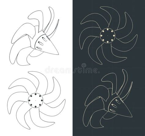 Submarine Propeller Blueprints Stock Vector - Illustration of sketch, industry: 250367511