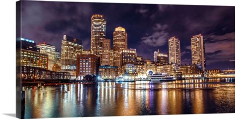 Boston City Skyline at Night Wall Art, Canvas Prints, Framed Prints, Wall Peels | Great Big Canvas