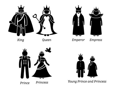 Royal Family Characters Cartoon King Queen Emperor Empress Prince ...