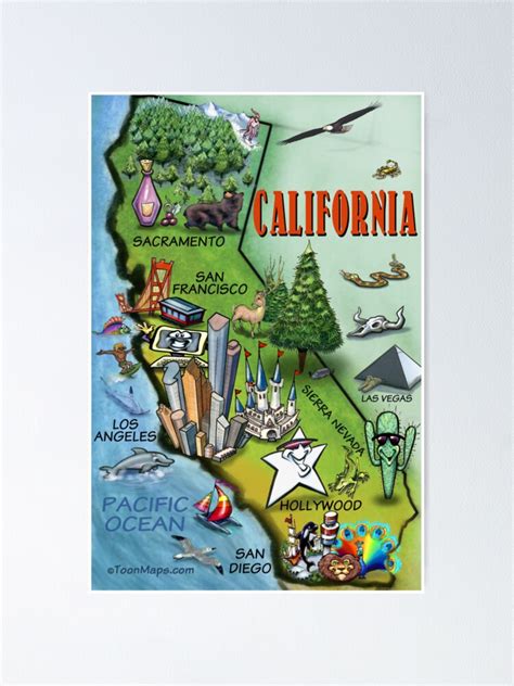 "California Cartoon Map" Poster for Sale by Kevin Middleton | Redbubble