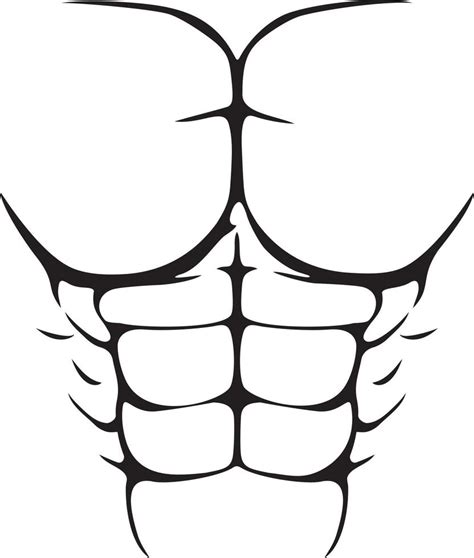 Six Pack Fake Abs. Muscular body. Black and White. Abdominal Muscles. Vector Illustration ...