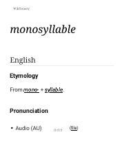 Monosyllable: Definition, Examples, and Etymology | Explore the | Course Hero