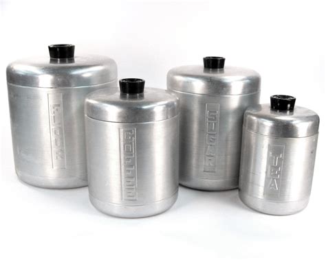 Vintage Kitchen Canister Set / Aluminum 1940 Kitchen by Retroburgh