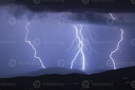 Lightning with heavy rain 1400365 Stock Photo at Vecteezy