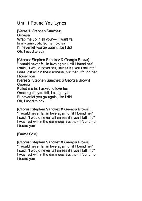 Until I Found You Lyrics - Until I Found You Lyrics [Verse 1: Stephen Sanchez] Georgia Wrap me ...