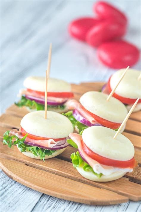 Mini Cheese and Prosciutto Sandwiches Stock Image - Image of gouda, dairy: 107030577