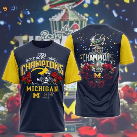 Michigan Football ROSE BOWL GAME Champions 2024 3D Shirt