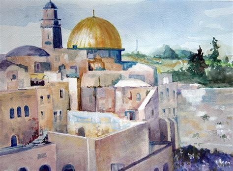 Jerusalem Cityscape Painting by Karen Liebman