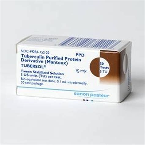 Tubersol Tuberculin Purified Protein Derivative PPD 5 TU/0.1mL Solution 50 Test - 5mL/Vial ...