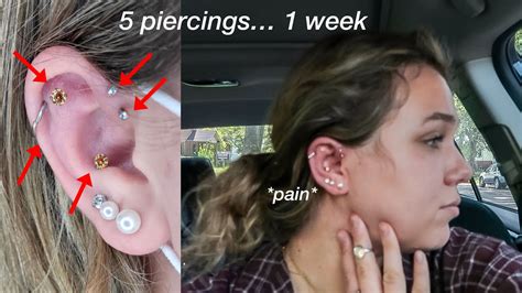 Getting Five Piercings in One Week | Helix, Conch, Forward Helix, Flat ...