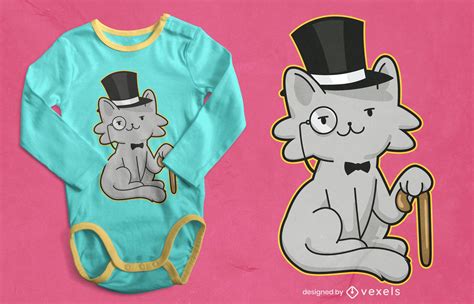 Gentleman Cat T-shirt Design Vector Download