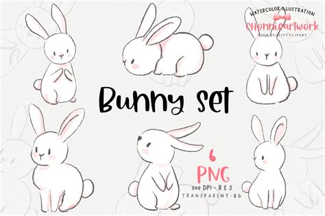 Premium Vector Clipart Kawaii Bunny Cute Bunny Clipart Set High Quality Vectors Instant Download ...