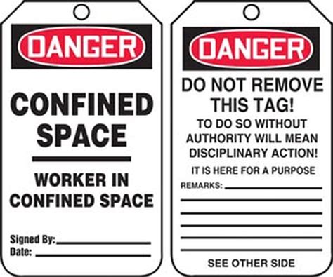 OSHA Danger Safety Tag: Confined Space- Worker In Confined Space (TCS332CTP)