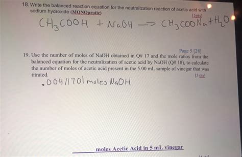 Solved 18. Write the balanced reaction equation for the | Chegg.com