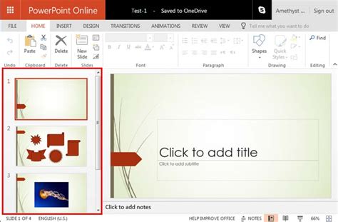 Slides Pane in PowerPoint Online