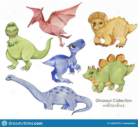 Hand drawn watercolor illustration of cute dinosaurs. Dinosaur Illustration, Watercolor ...