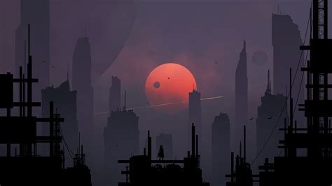 Minimalistic Sci-fi City 4K wallpaper