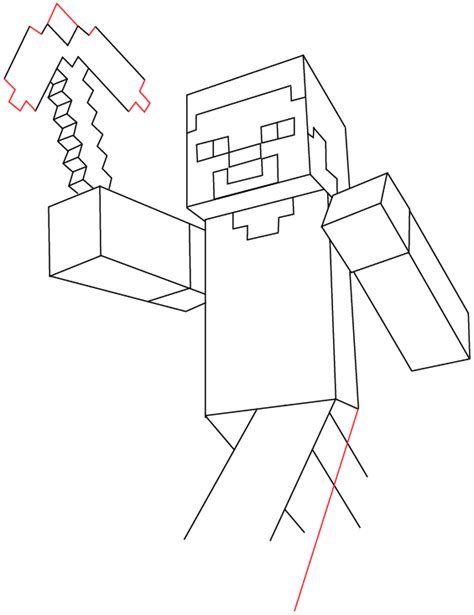 How to Draw Steve with a Pickaxe from Minecraft with Easy Step by Step ...