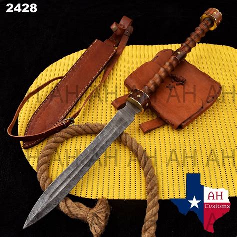 28" HAND FORGED DAMASCUS STEEL ROMAN GLADIUS SWORD WITH WOOD HANDLE +SHEATH-2428 | eBay