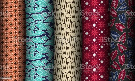 Pile Of Patterned Batik Cloths In Various Color Background Stock Illustration - Download Image ...