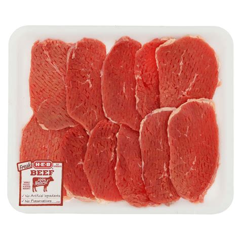 H-E-B Beef Eye of Round Steak Tenderized Value Pack, USDA Select, 9-10 ...