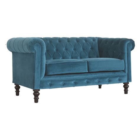 Aqua Velvet 2 Seater Chesterfield Sofa In Teal | Furniture in Fashion